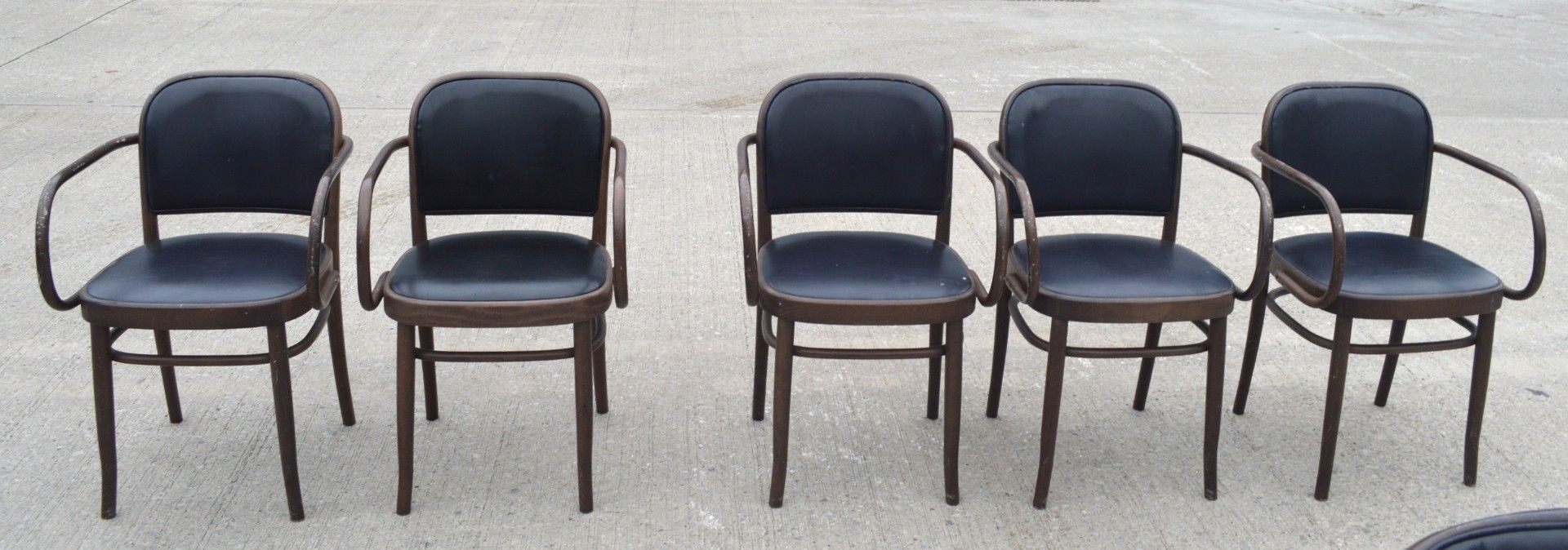 11 x Bentwood 'Gustav Adolf Schneck Style' Dining Chairs - Features Black Seat Pads and Fabric Backs - Image 11 of 12