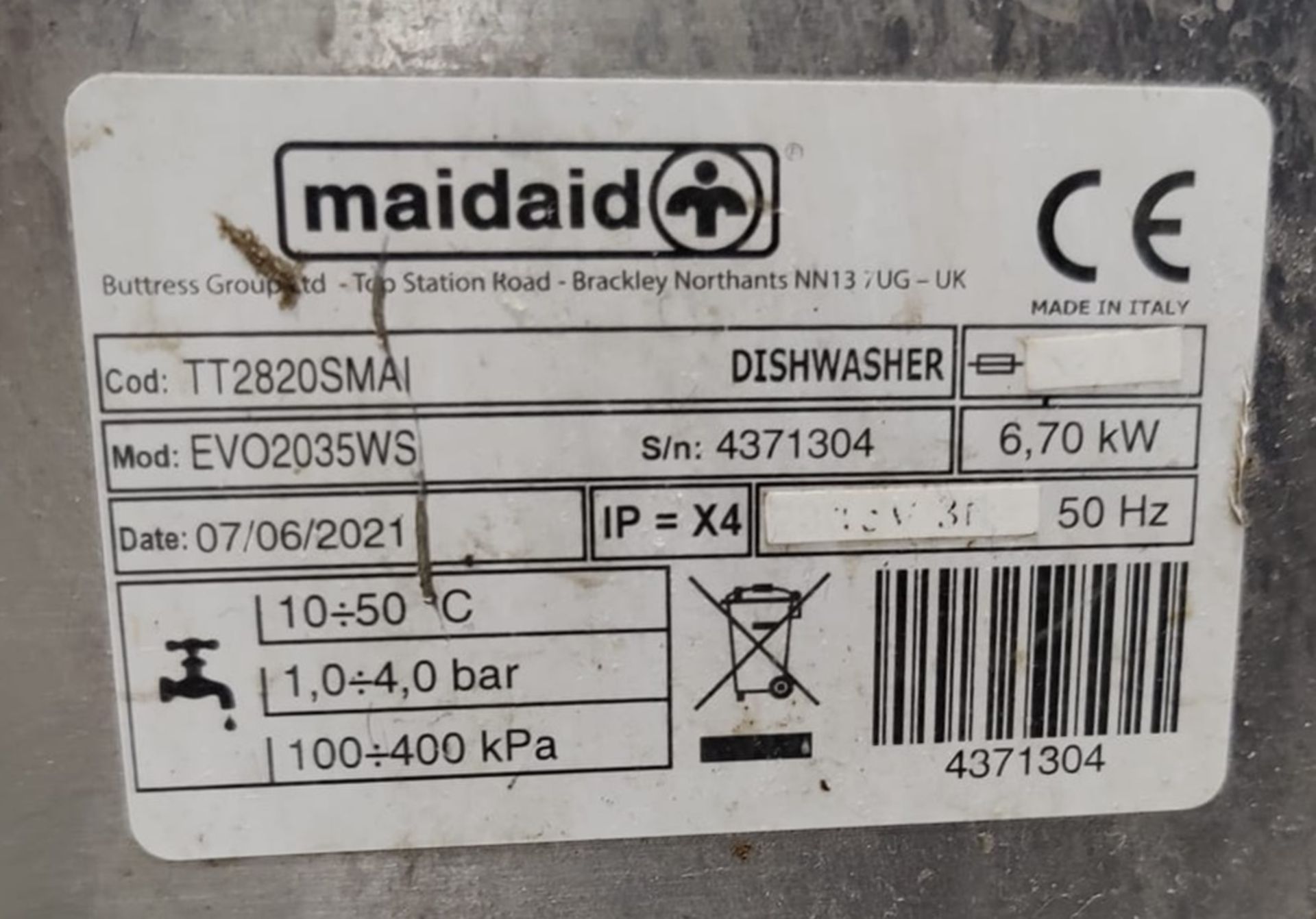 1 x Maidaid Evo 2035WS Commercial Passthrough Dishwasher - Year 2021 - Image 8 of 10