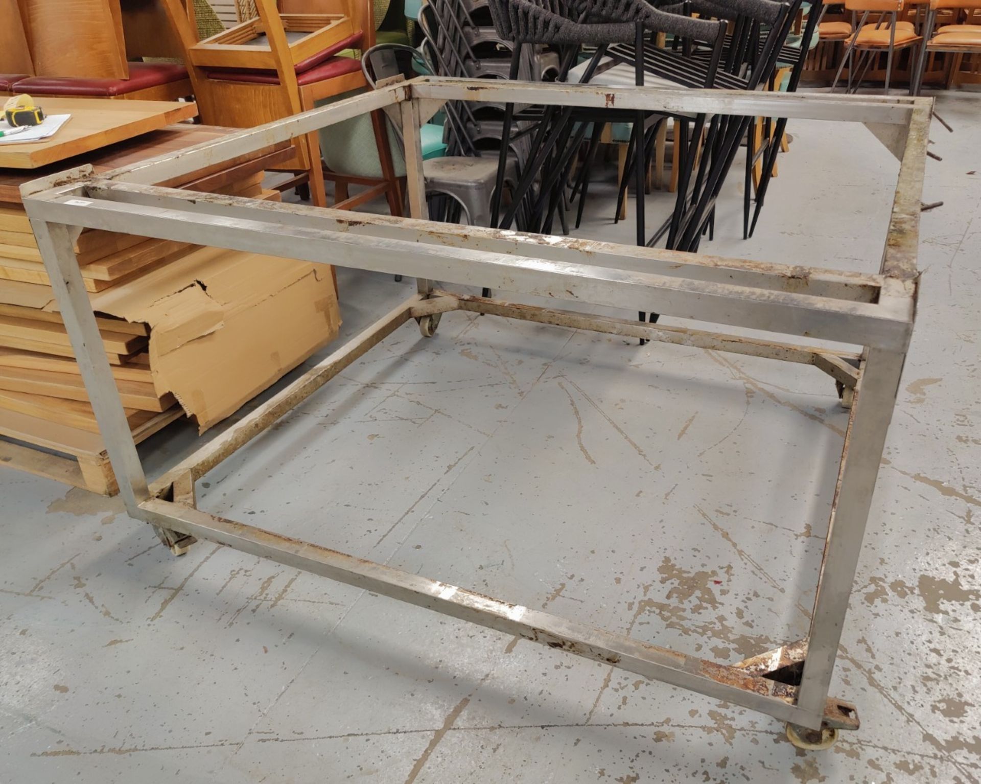 1 x Large Stainless Steel Appliance / Worksurface Stand on Heavy Duty Castors