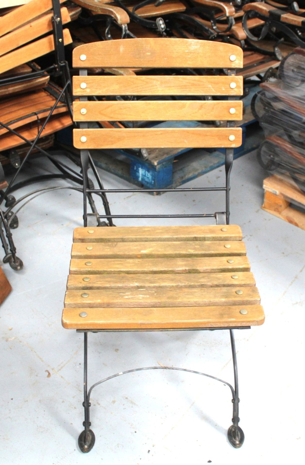 4 x Fontenay Garpa Outdoor Belle Époque Style Folding  Bistro Garden Chairs - Teak Wood with a Steel