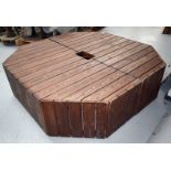 1 x Octagon Slatted Seating Bench with a Central Hold for Cables, Parasols and More