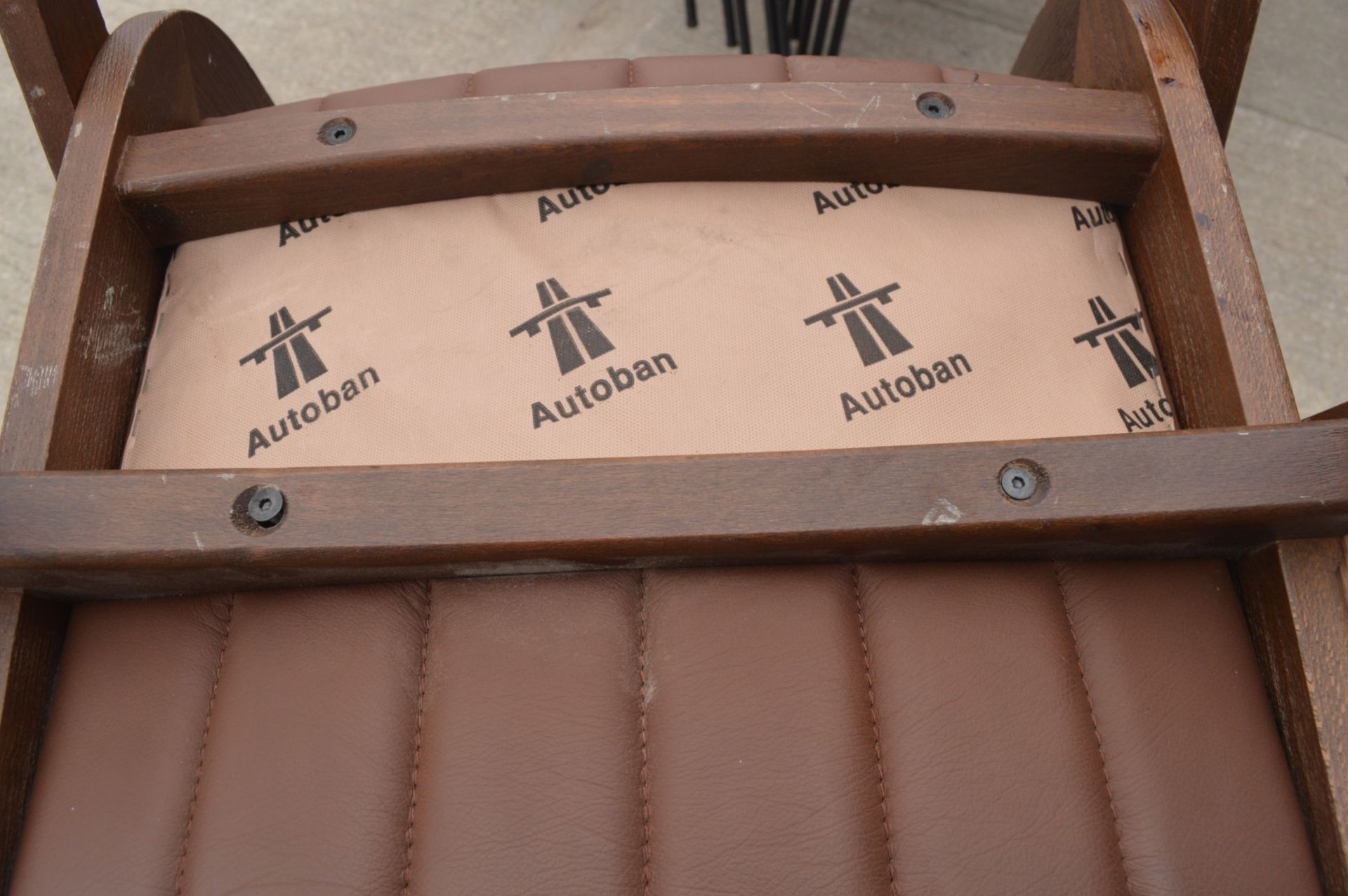 4 x Autoban Slice Armchairs Featuring an Oak Wooden Frame and Vintage Brown Leather Upholstery - Image 3 of 11