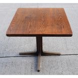 1 x Restaurant Dining Table - Oak Top with Wooden Cross Leg Pedestal Base - Dimensions: H70 x W70