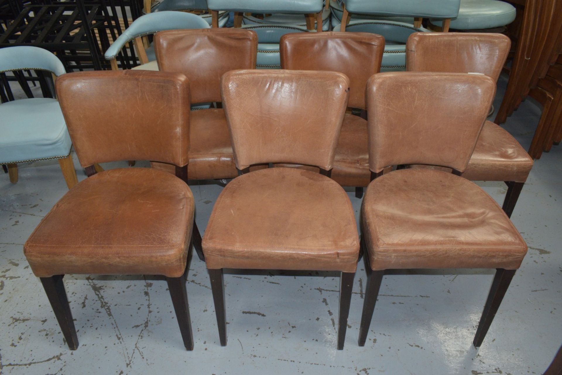 12 x Restaurant Chairs Featuring Cushioned Seats and Backrests with a Brown Upholstery - Image 2 of 7