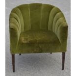 1 x Green Velvet Cocktail Tub Chair - Dimensions: H72 x W64 x D64 cms