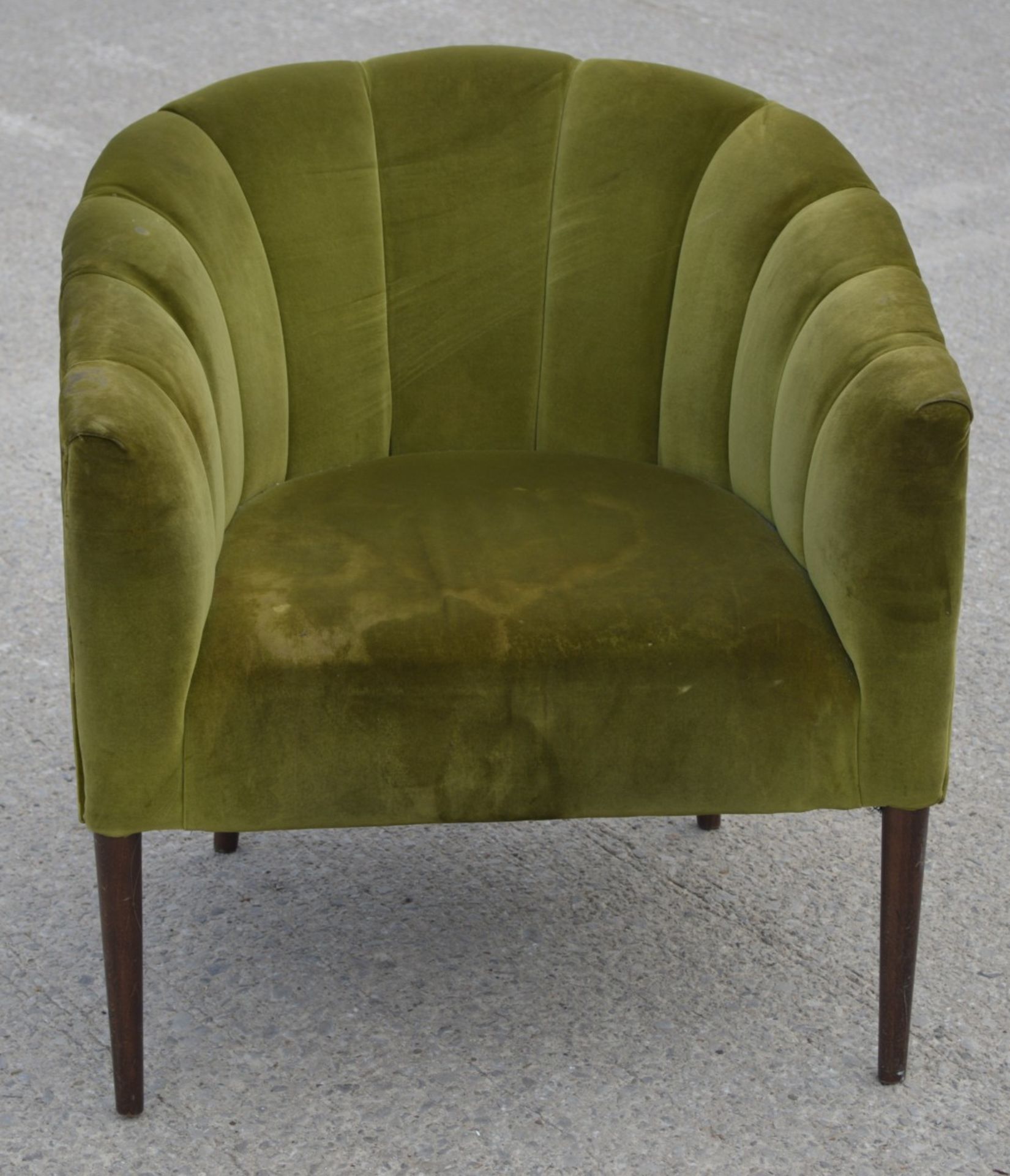 1 x Green Velvet Cocktail Tub Chair - Dimensions: H72 x W64 x D64 cms