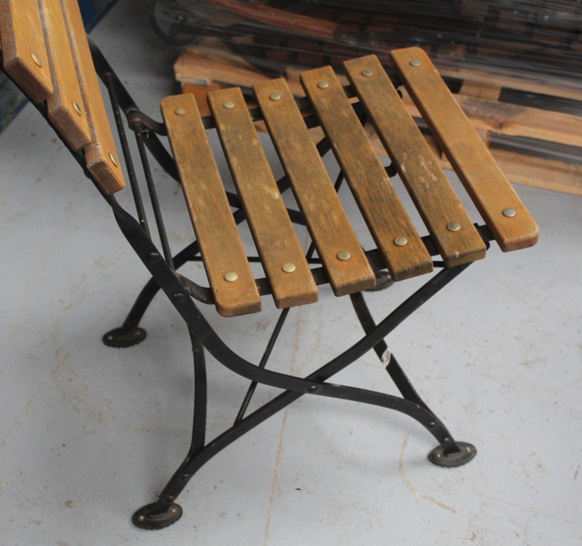 4 x Fontenay Garpa Outdoor Belle Époque Style Folding  Bistro Garden Chairs - Teak Wood with a Steel - Image 5 of 5