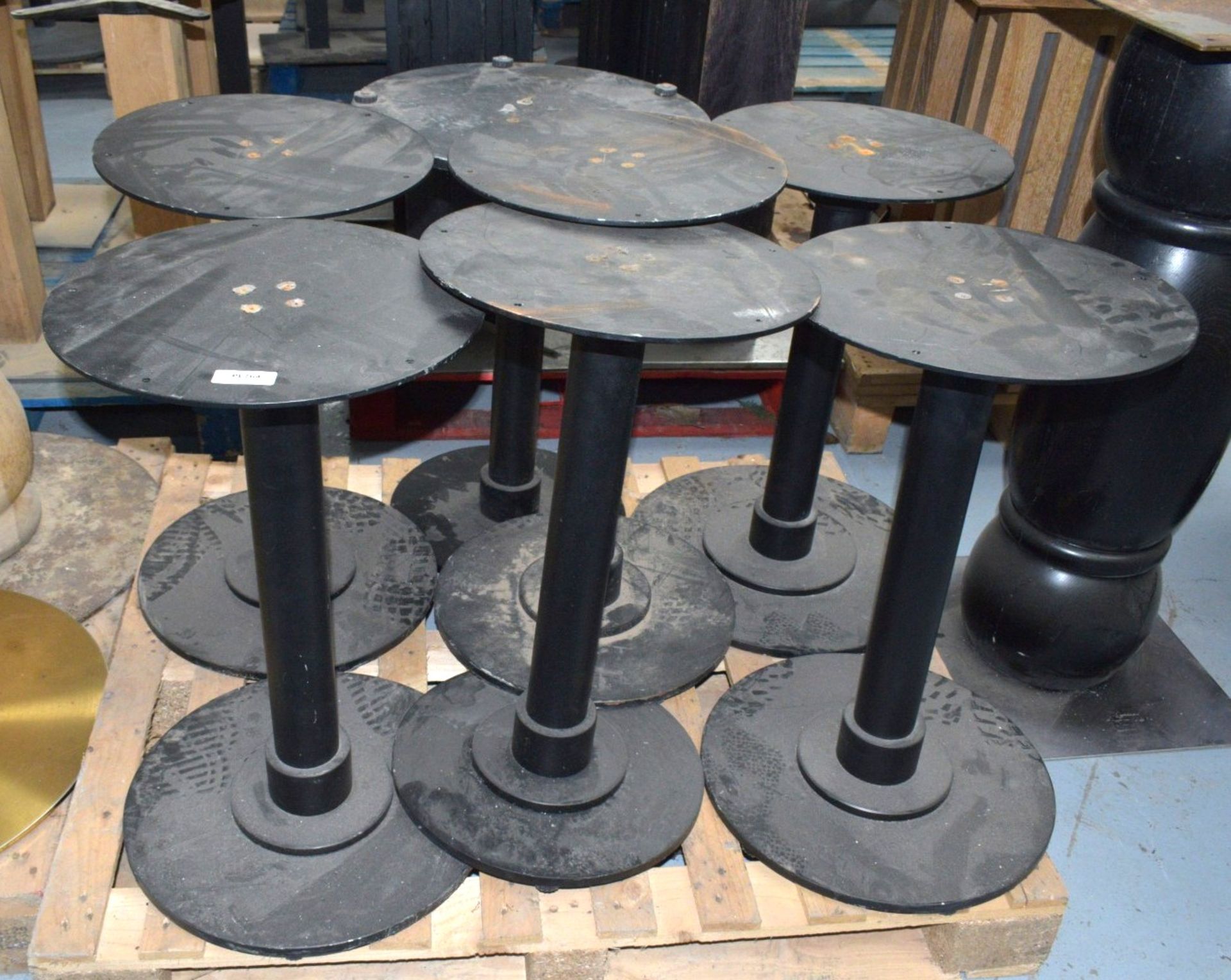 8 x Heavy Duty Black Metal Table Base Pedestals - Size: H66 x Top Width 40 cms
