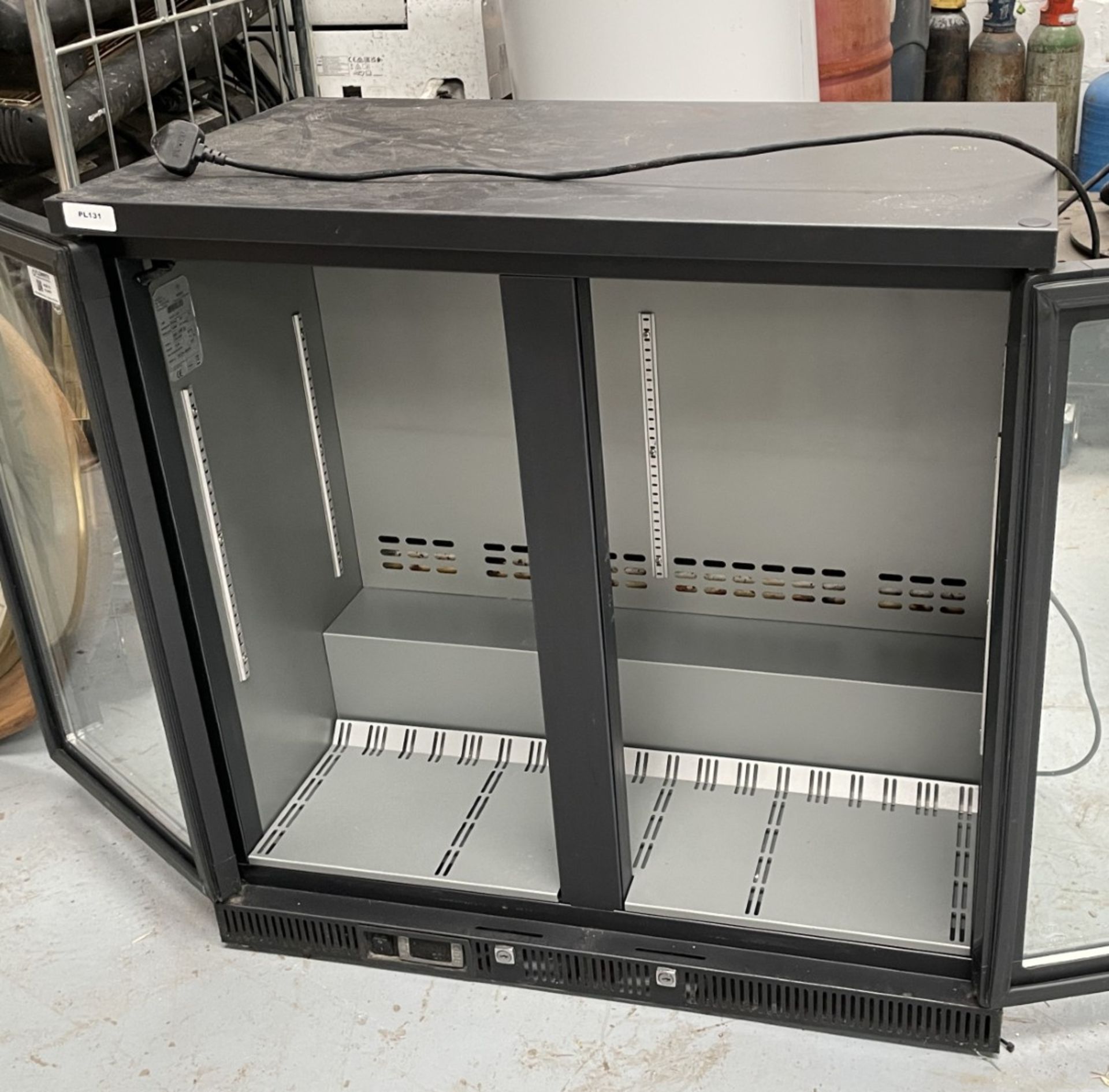 1 x Gamko Two Door Backbar Bottle Cooler - Illuminated Cabinet with a Black Surround - Model MG2/250 - Image 7 of 10