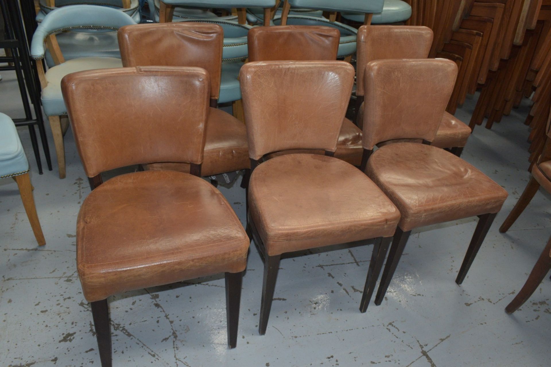 12 x Restaurant Chairs Featuring Cushioned Seats and Backrests with a Brown Upholstery - Image 7 of 7