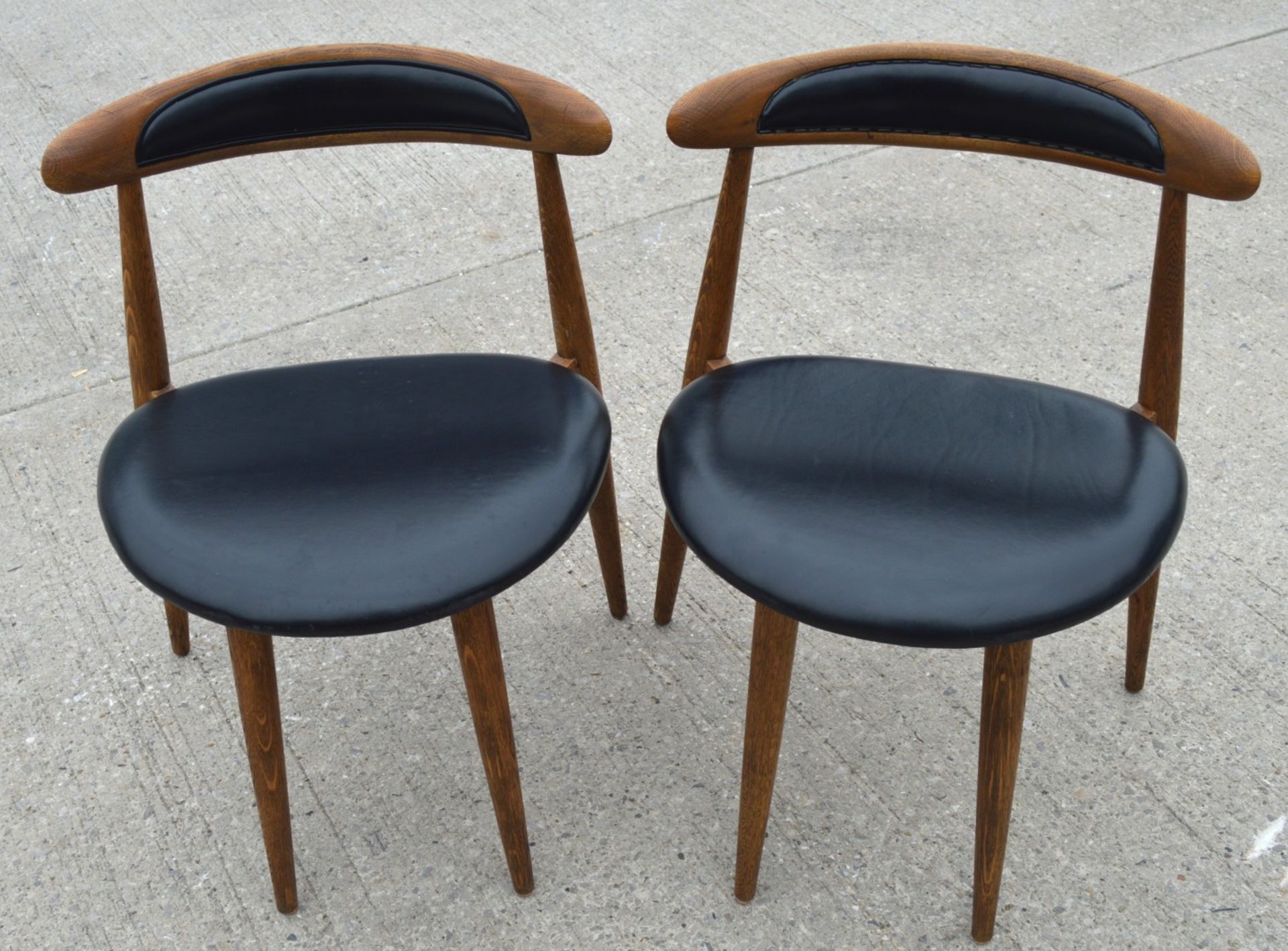 6 x Walnut Dining Chairs - Solid Wood with Black Seats - Dimensions: H74 x W49 x D45 cms - Image 3 of 12