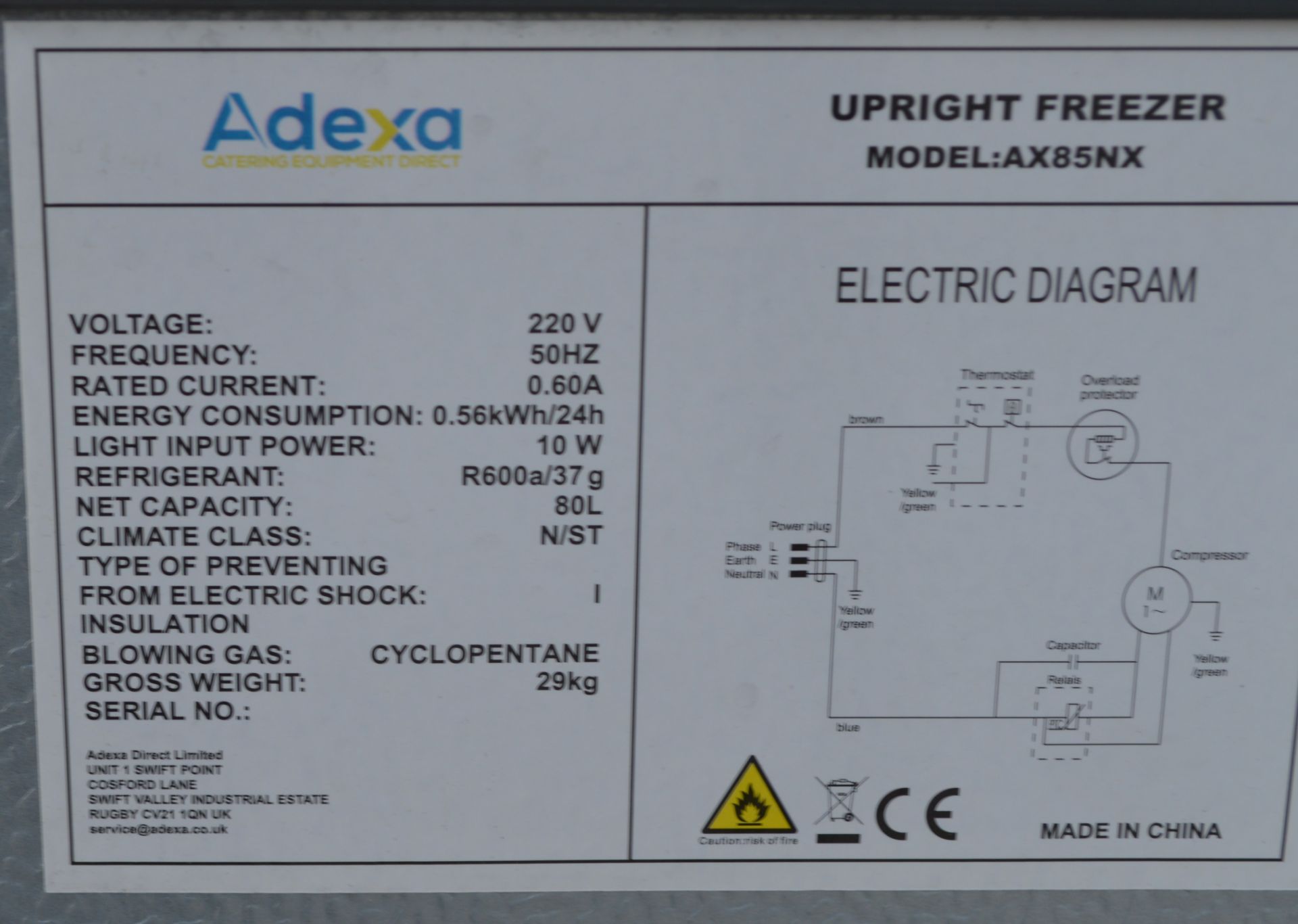 1 x Adexa Undercounter Freezer - Silver Finish - Model AX85NX - Image 7 of 10