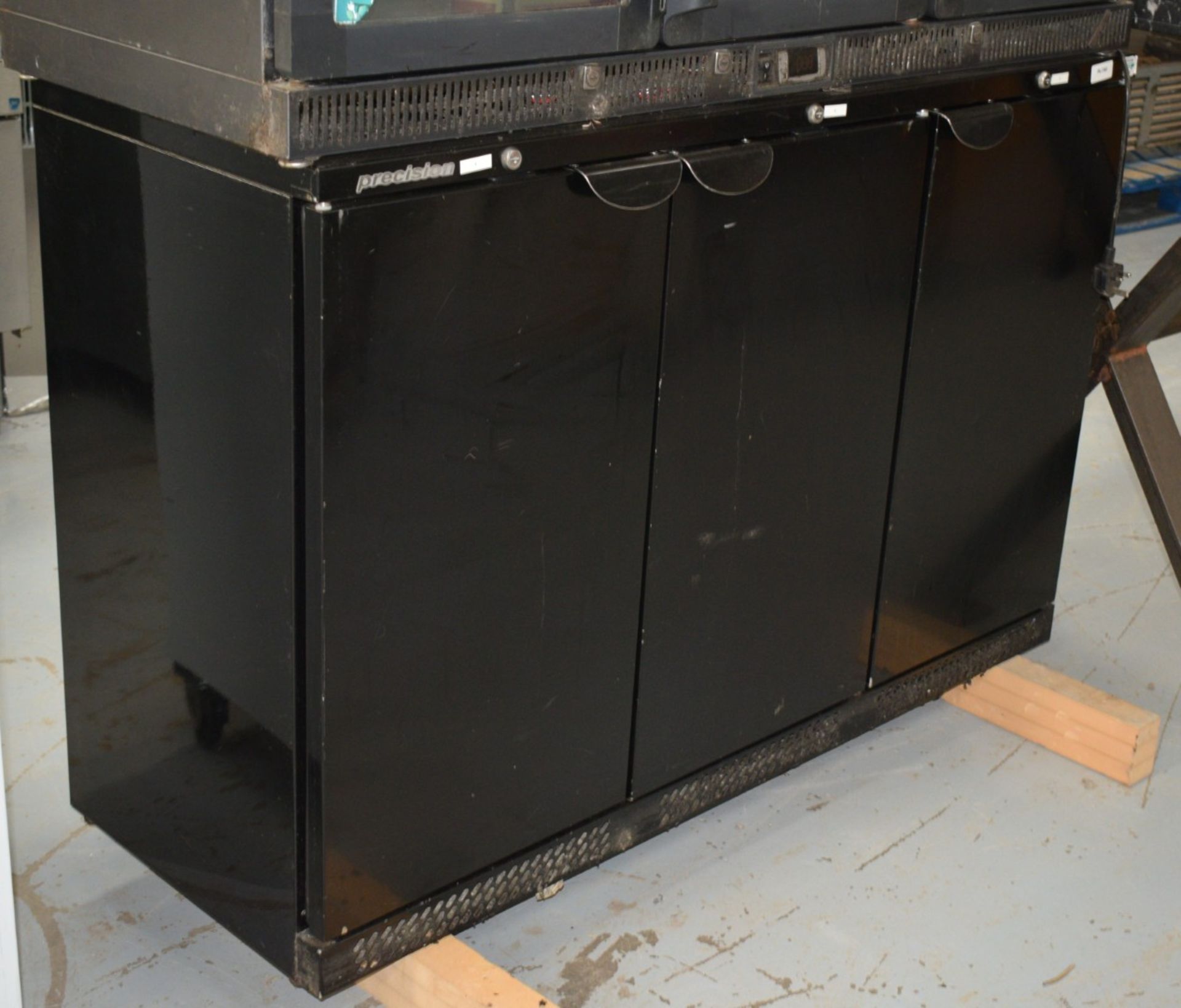 1 x Precision Triple Door Backbar Bottle Cooler - Solid Doors Finished in Black - Model BBS1350
