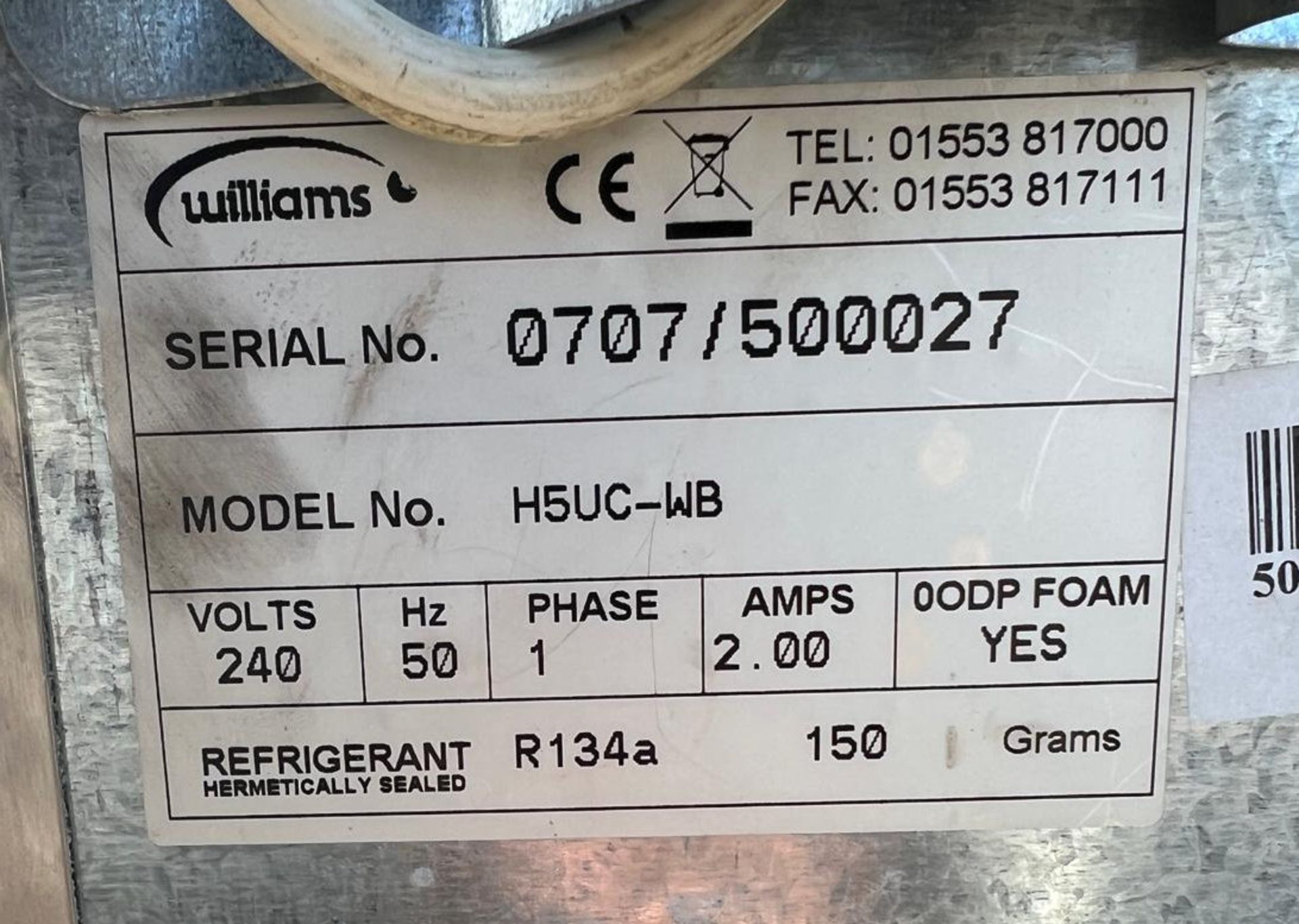 1 x WILLIAMS H5Uc-Wb Single Door Under-Counter Stainless Commercial Fridge - Image 15 of 16