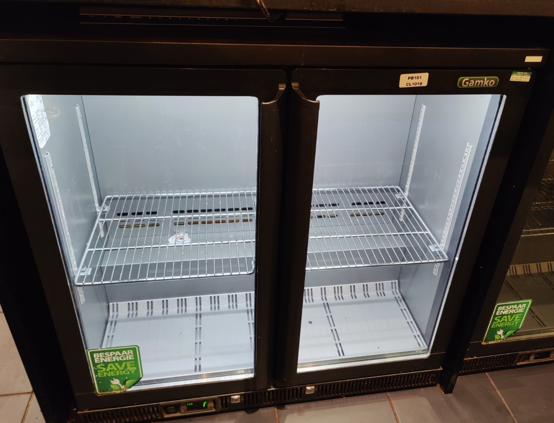 1 x GAMKO Two Door Back Bar Bottle Cooler - Dimensions: H90 x W90 x D57 cms