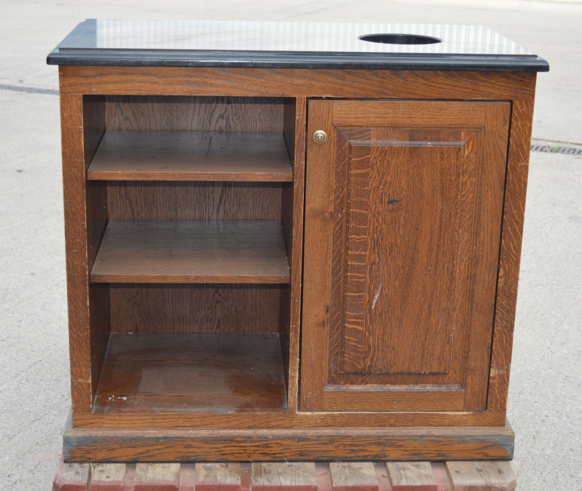 1 x Restaurant Waiter Station Featuring a Bin Chute with Removable Waste Bin, Granite Top, Storage