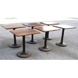6 x Restaurant Dining Tables Featuring Oak Wooden Tops with Wooden Tulip Style Pedestal Bases