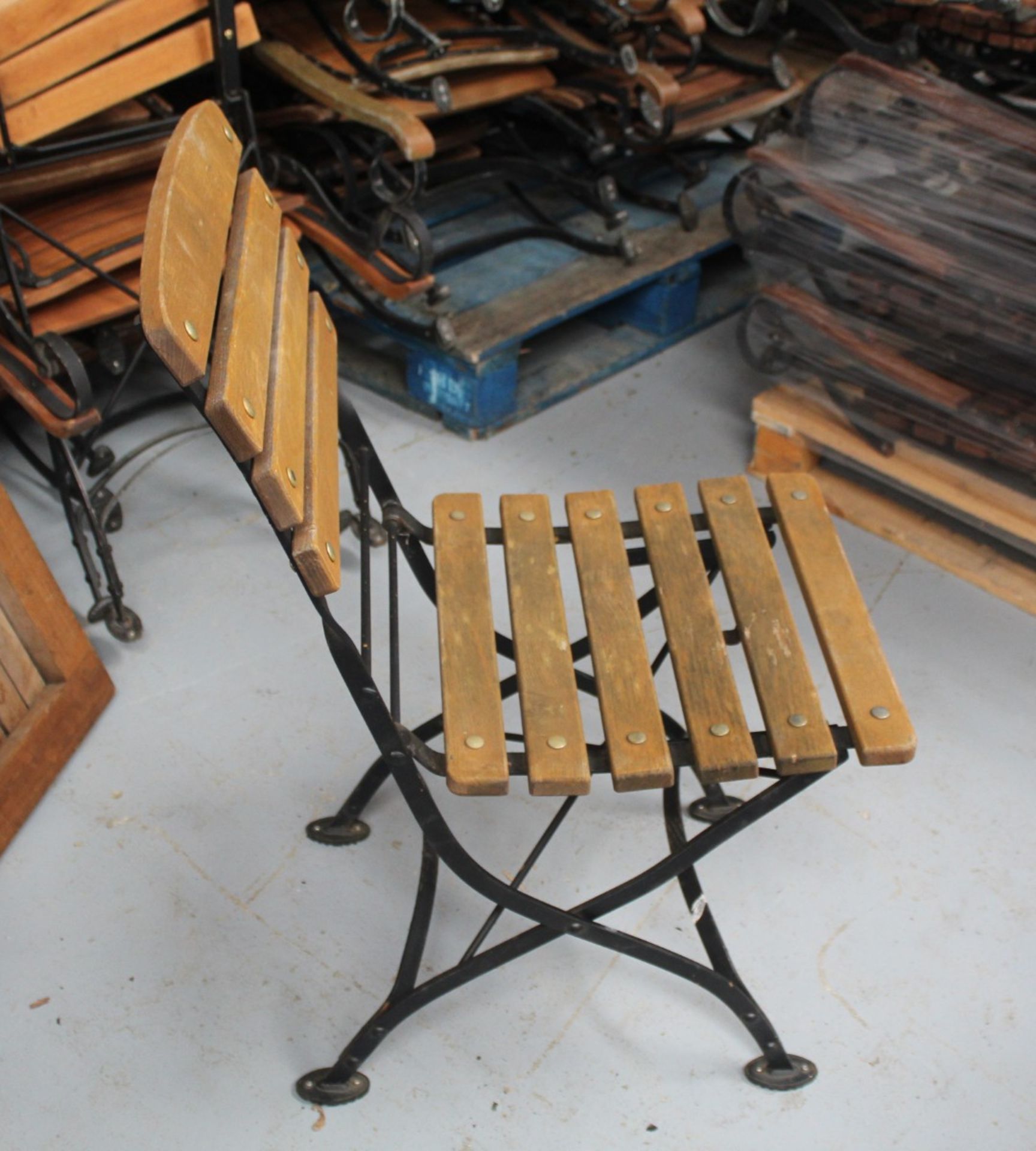 4 x Fontenay Garpa Outdoor Belle Époque Style Folding  Bistro Garden Chairs - Teak Wood with a Steel - Image 5 of 5
