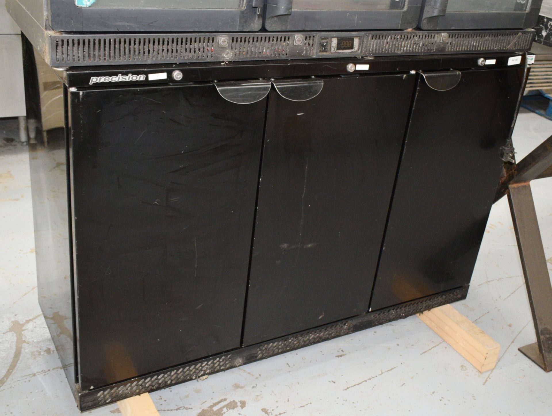 1 x Precision Triple Door Backbar Bottle Cooler - Solid Doors Finished in Black - Model BBS1350 - Image 6 of 9
