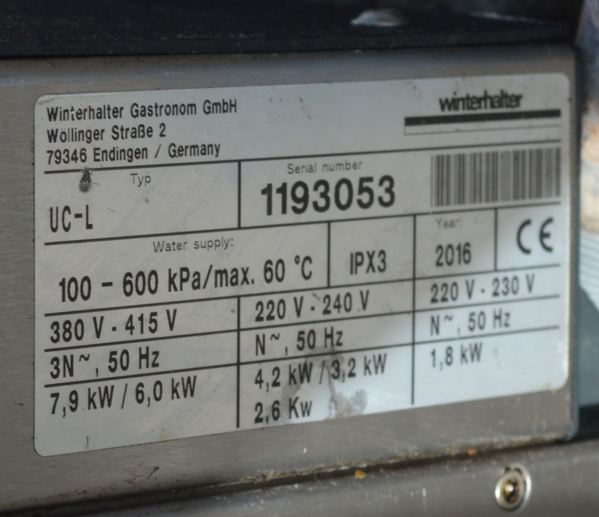 1 x Winterhalter UC-L Undercounter Dishwasher - 240v - Dimensions: H81 x W60 x D60 cms - Image 3 of 7