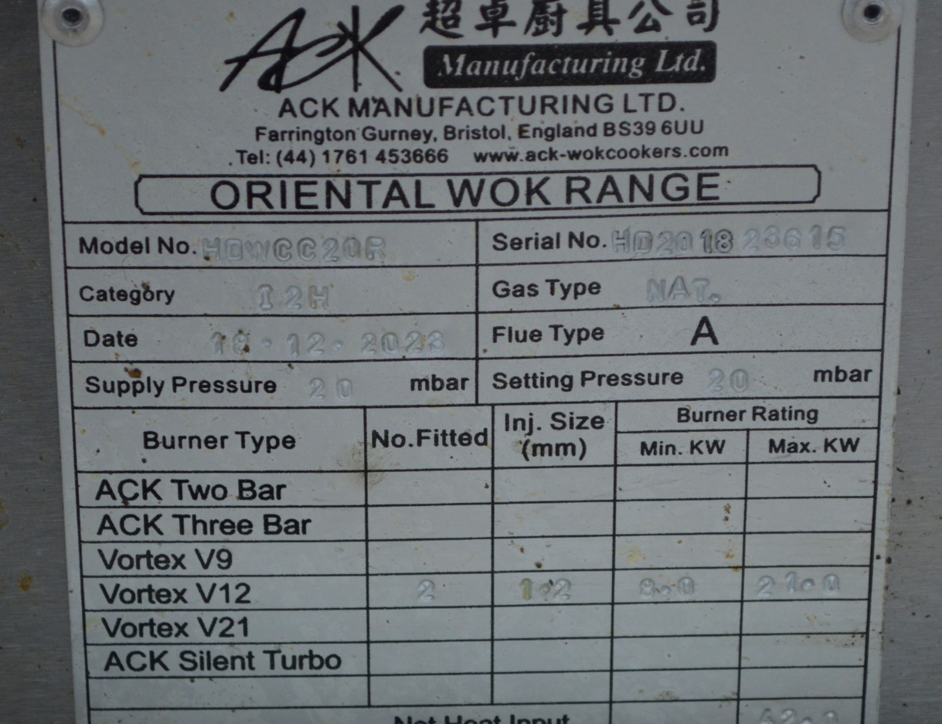 1 x ACK Heavy Duty Two Burner Wok Range Cooker - Natural Gas - Manufactured in 2023 - Image 13 of 18