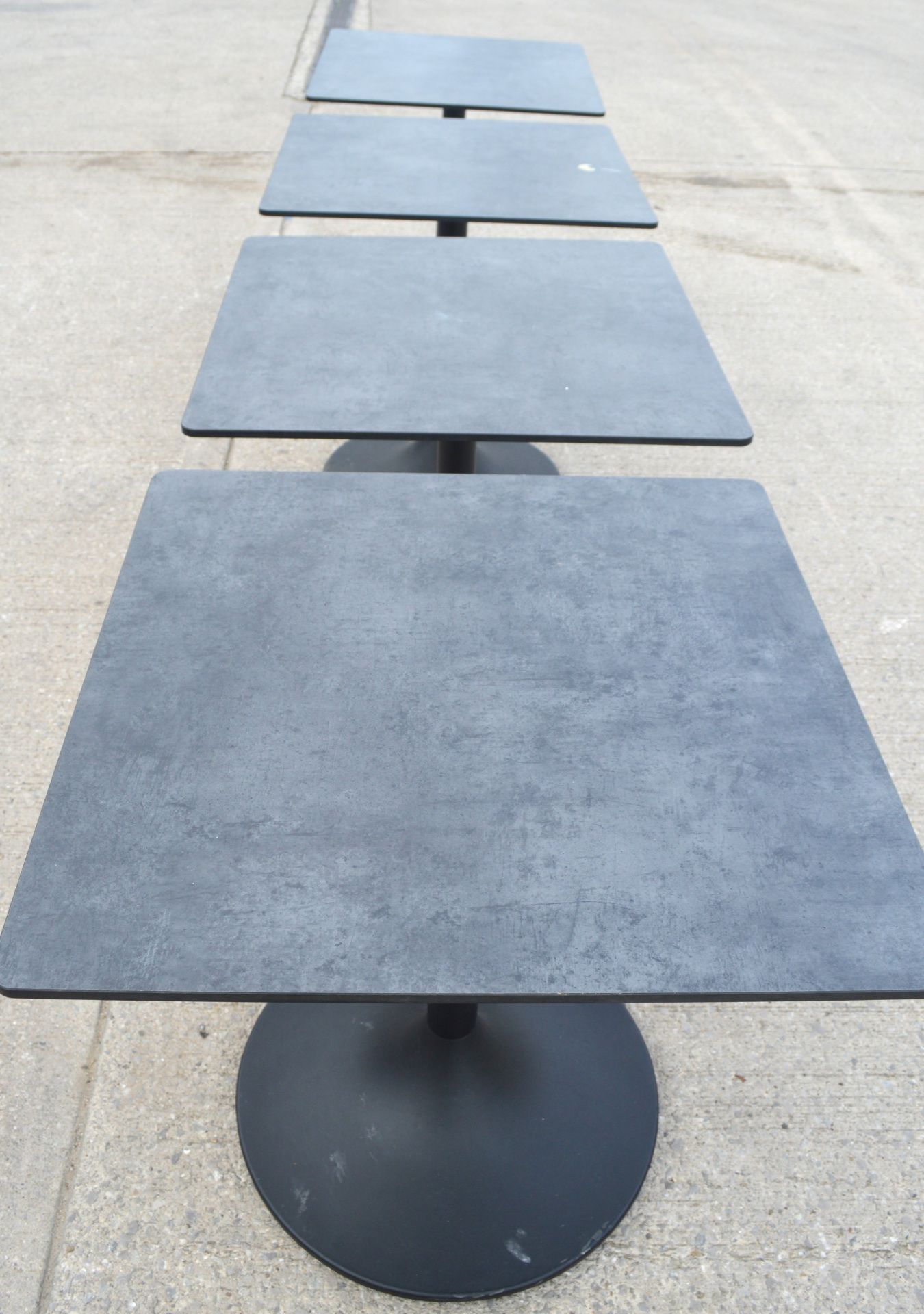 4 x Restaurant Tables Featuring Stone Effect Tops and Black Tulip Pedestals - Dimensions: H75 - Image 3 of 9