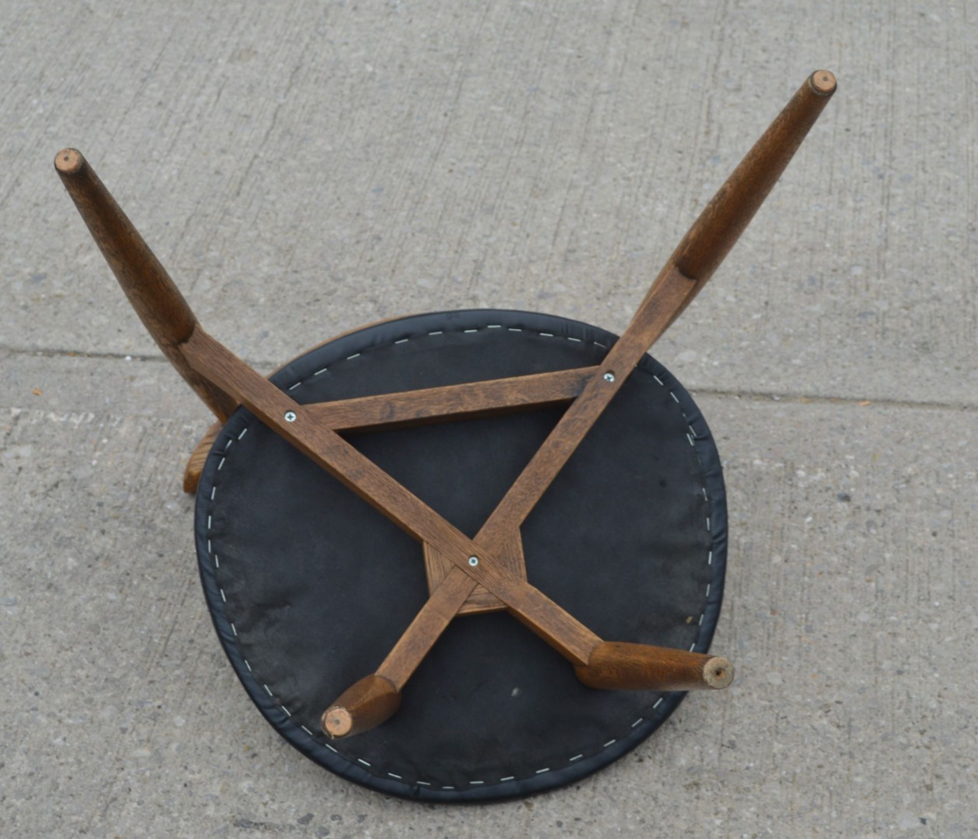 6 x Walnut Dining Chairs - Solid Wood with Black Seats - Dimensions: H74 x W49 x D45 cms - Image 10 of 12