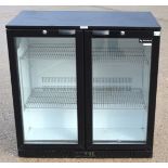 1 x Kitchen LG0208H Backbar Two Door Bottle Cooler in Black