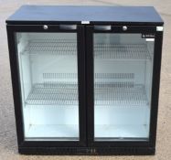 1 x Kitchen LG0208H Backbar Two Door Bottle Cooler in Black