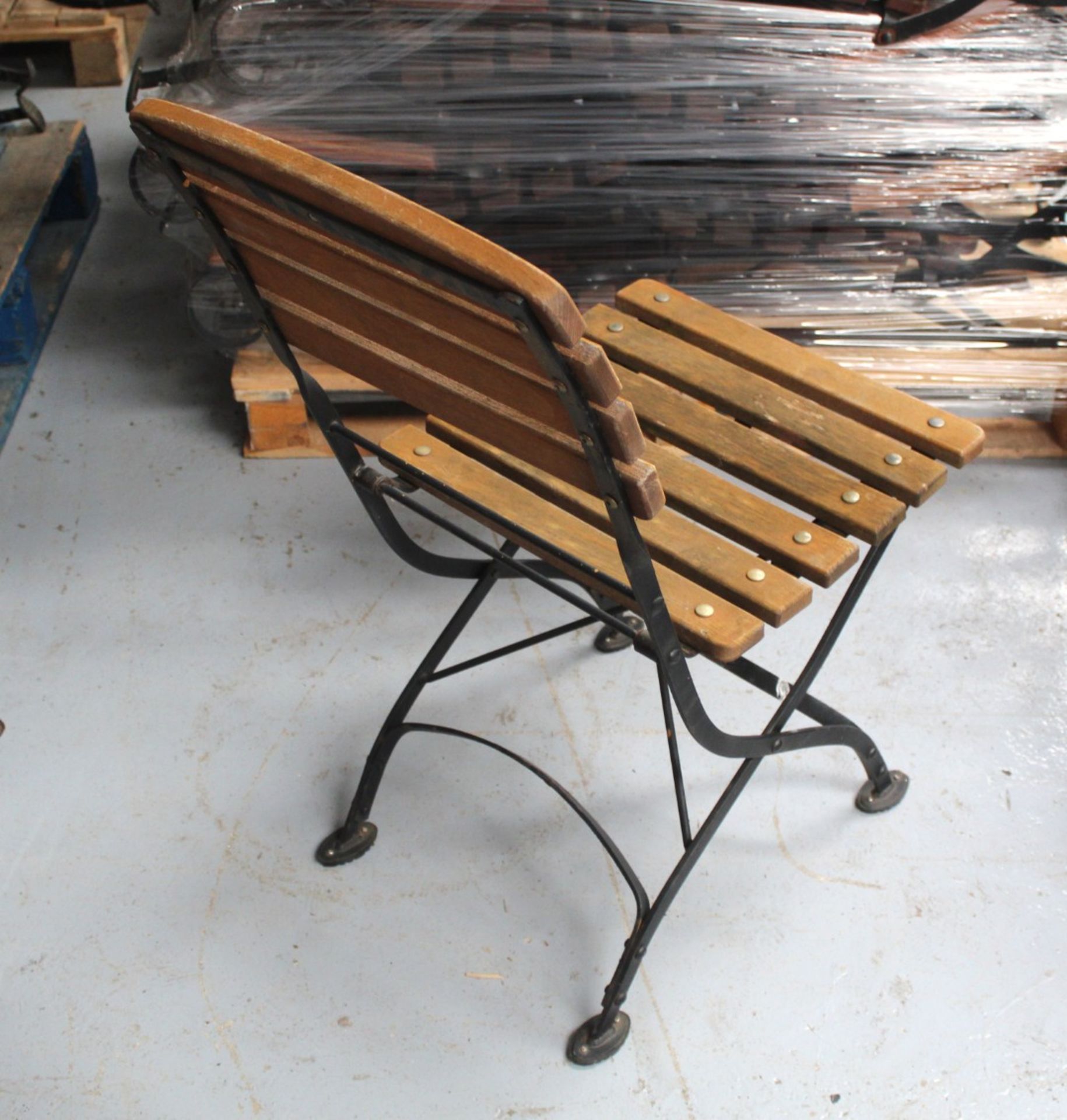 4 x Fontenay Garpa Outdoor Belle Époque Style Folding  Bistro Garden Chairs - Teak Wood with a Steel - Image 2 of 5