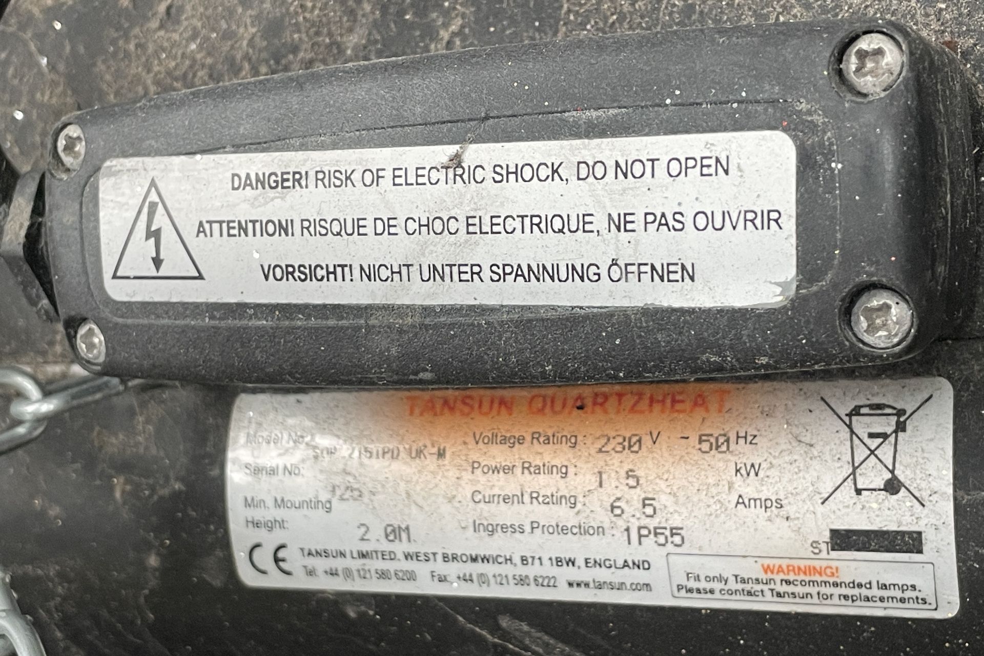 4 x Tansun Sorrento Double  Infrared Heaters - Suitable for Indoor or Outdoor Use - 1.5kW 230v IP25 - Image 4 of 4
