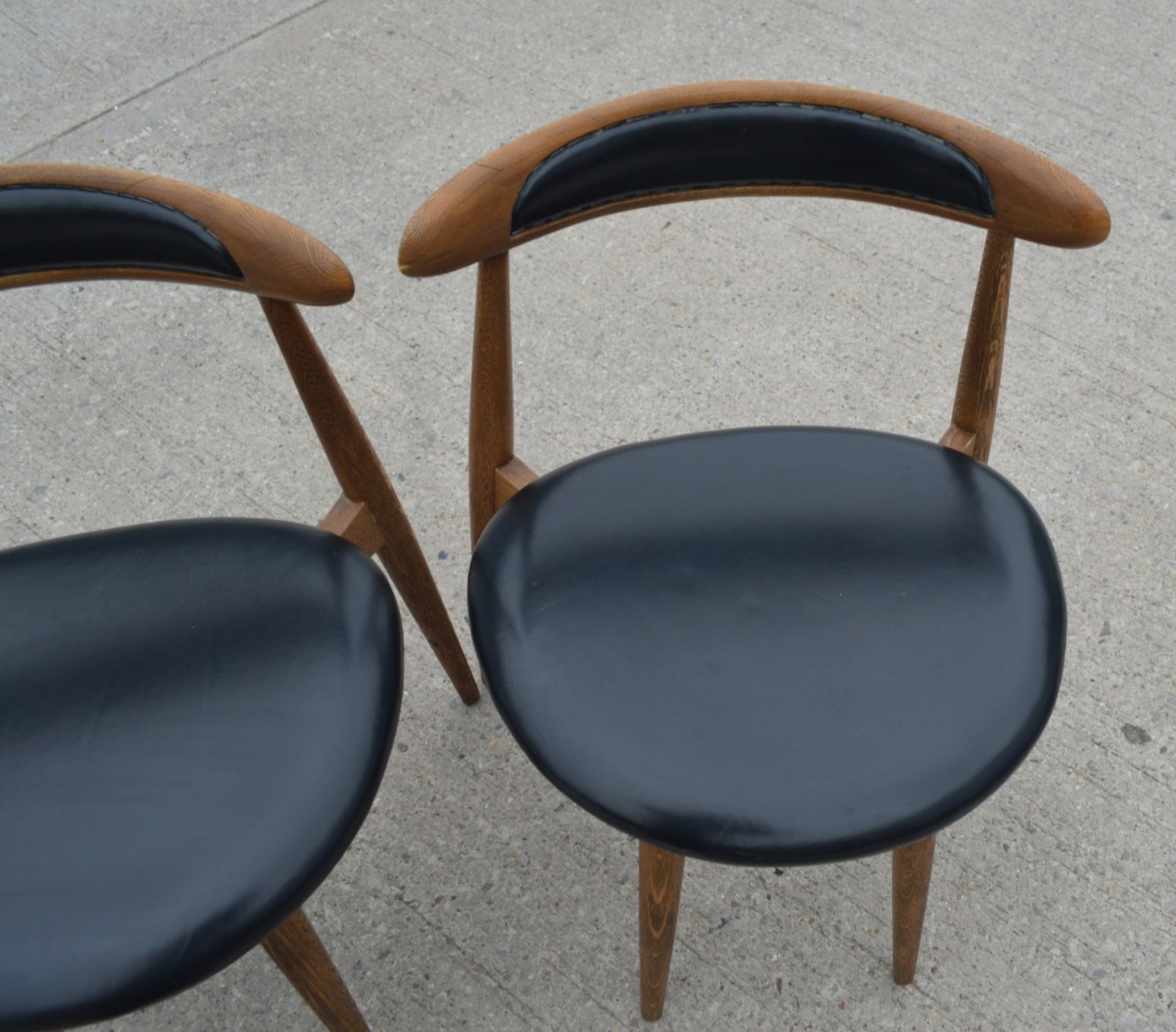 6 x Walnut Dining Chairs - Solid Wood with Black Seats - Dimensions: H74 x W49 x D45 cms - Image 5 of 12