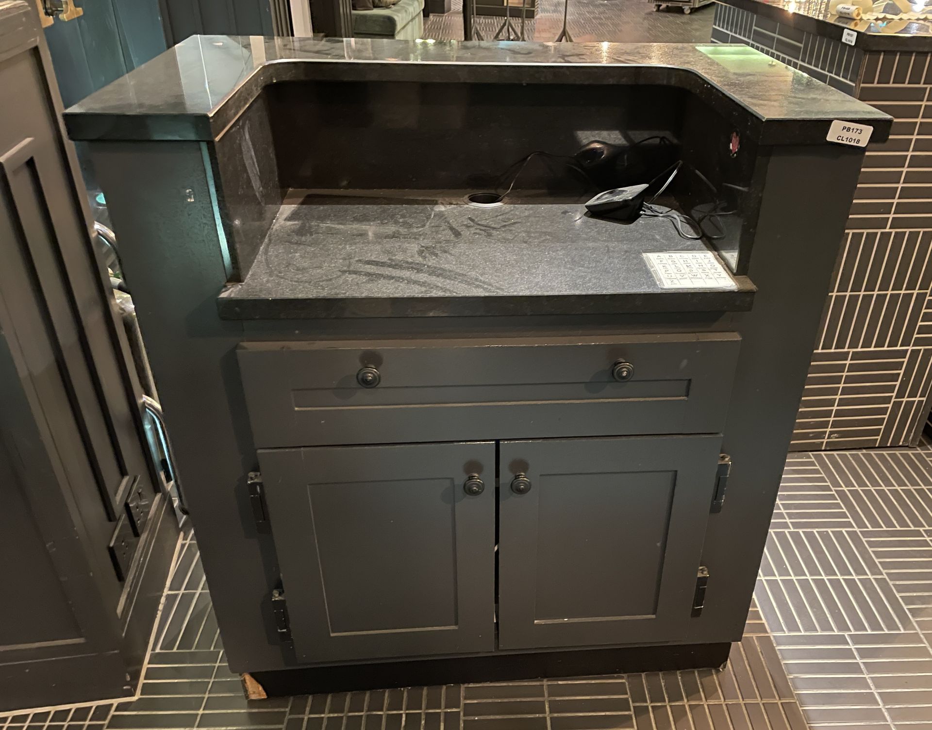 1 x Waiter Station Featuring a Bespoke Tiled Finish, Granite Top with Space for Epos and Cupboard - Image 2 of 4