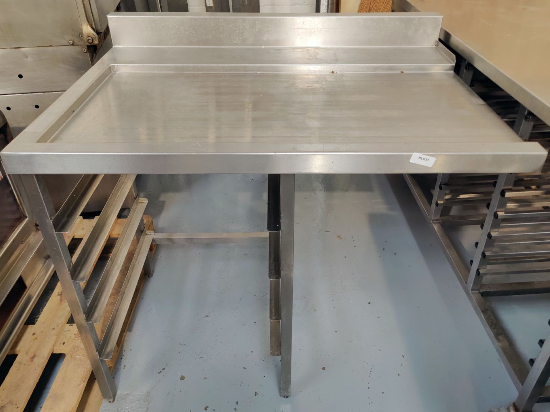 1 x Stainless Steel Passthrough Dishwasher Outlet Table with Tray Racks - Dimensions: H87 x W110