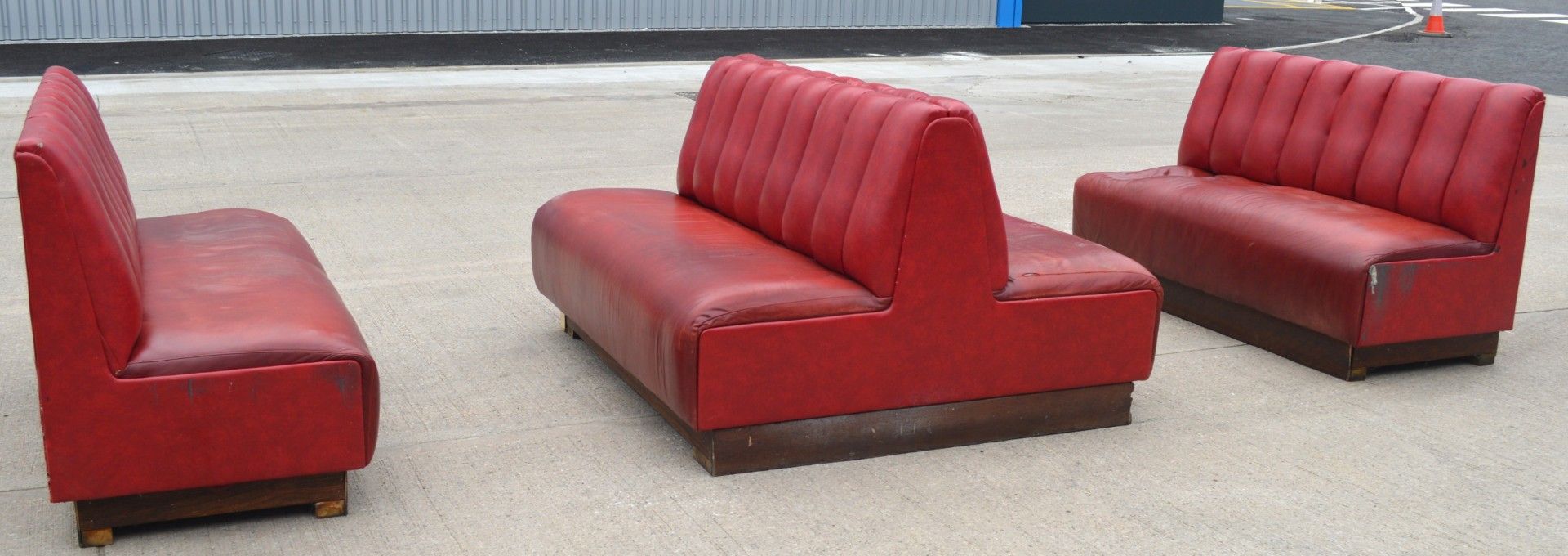 1 x Collection of Restaurant / Bar Seating Booths Suitable for Upto 8 Persons - Deep Red Faux