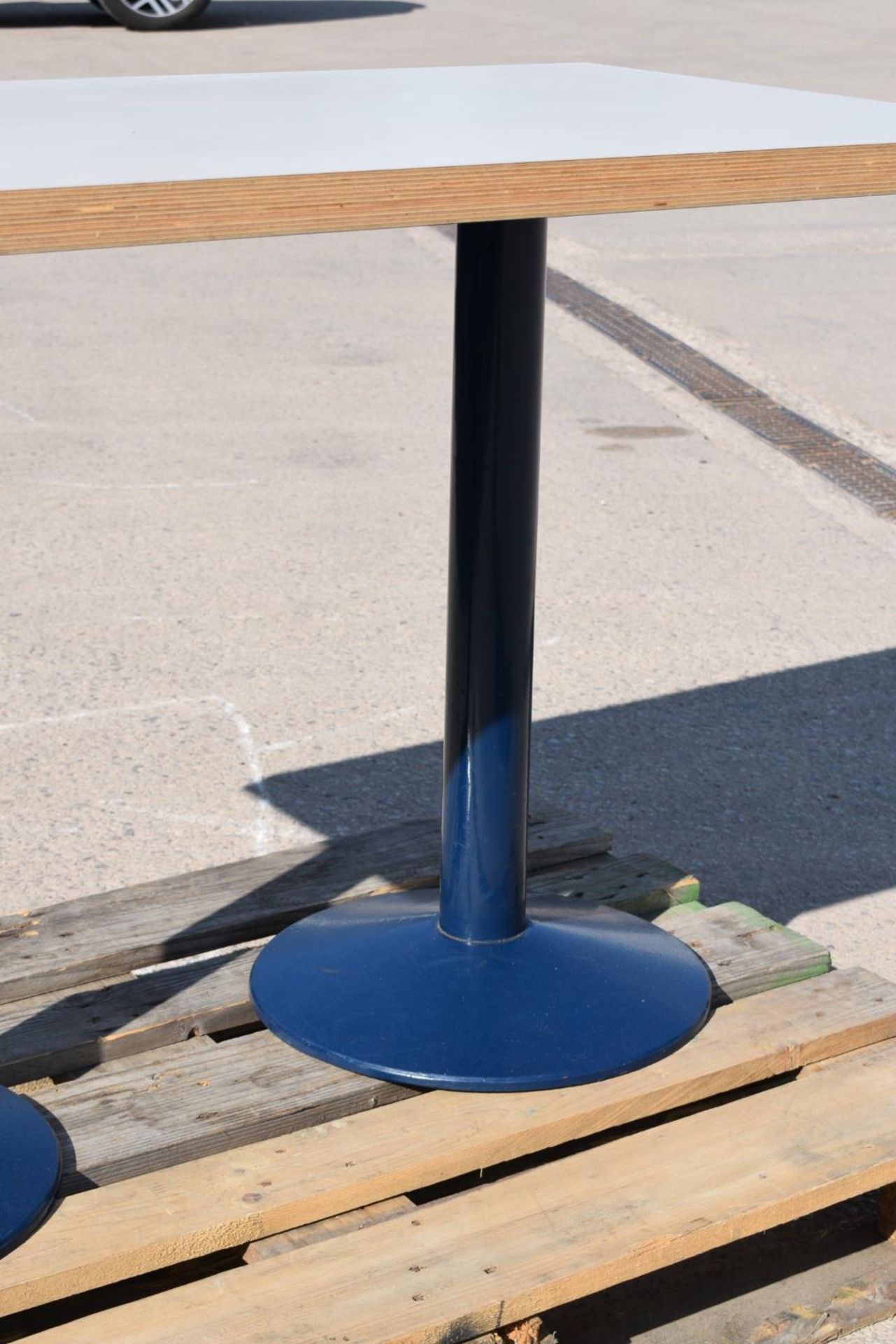 1 x Rectangular Restaurant Dining Table Featuring a White Wooden Top and Twin Pedestals - Image 3 of 8