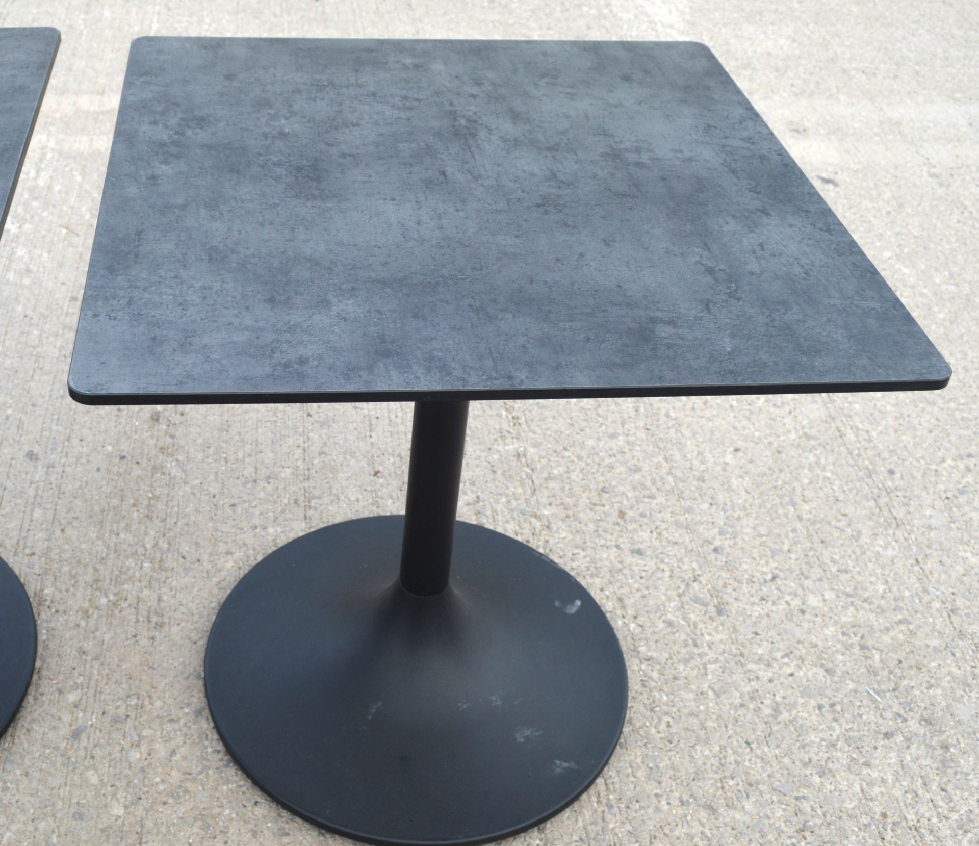 4 x Restaurant Tables Featuring Stone Effect Tops and Black Tulip Pedestals - Dimensions: H75 - Image 9 of 9