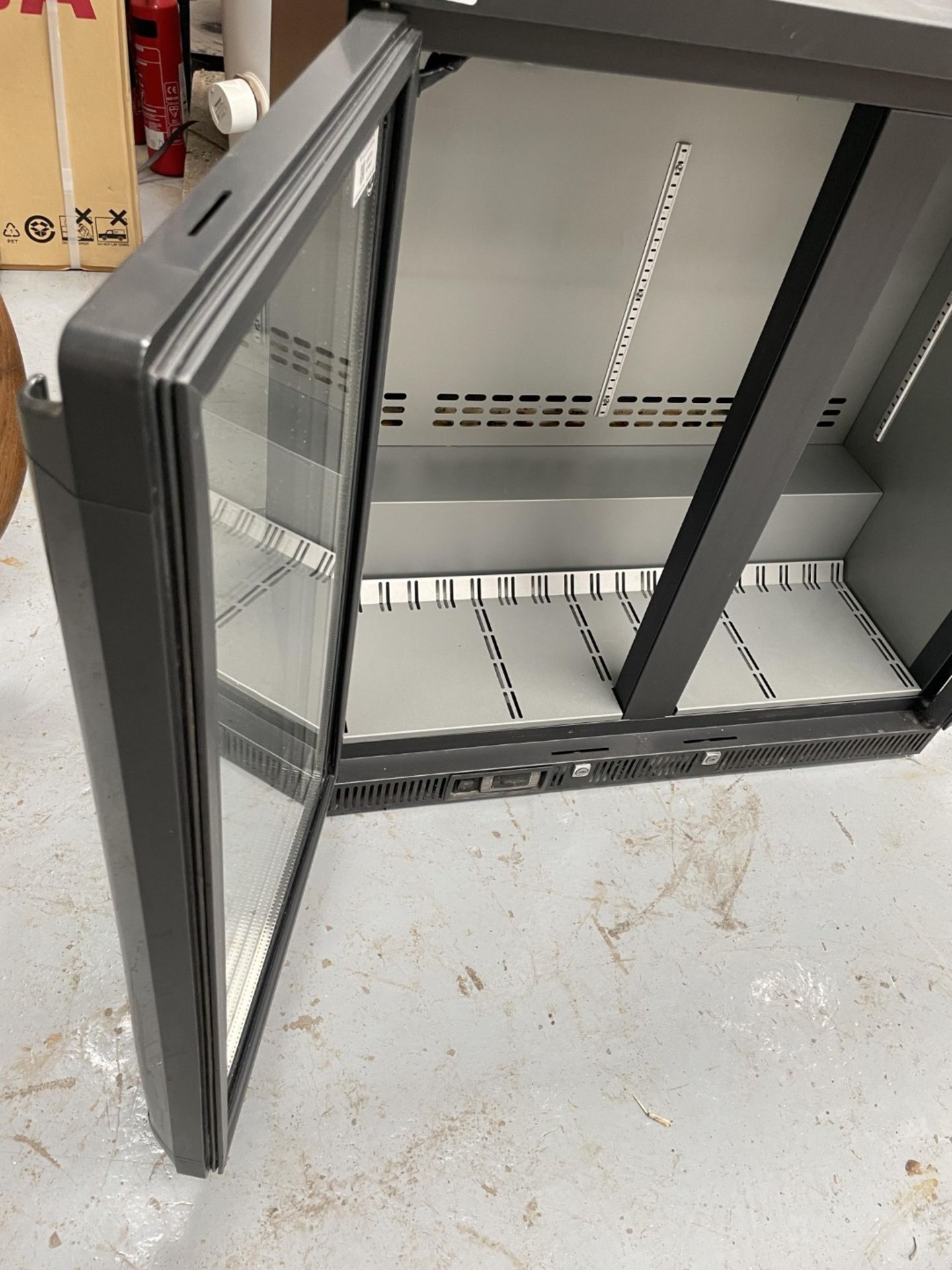 1 x Gamko Two Door Backbar Bottle Cooler - Illuminated Cabinet with a Black Surround - Model MG2/250 - Image 5 of 10