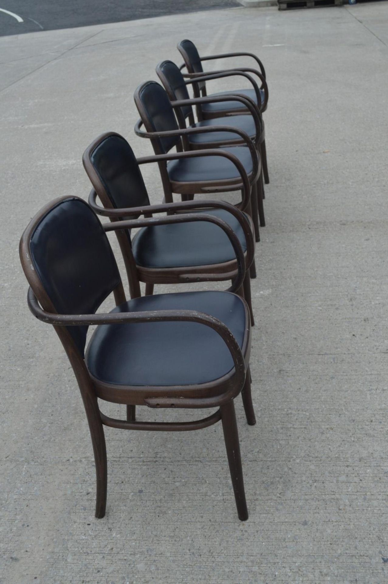 11 x Bentwood 'Gustav Adolf Schneck Style' Dining Chairs - Features Black Seat Pads and Fabric Backs - Image 4 of 12