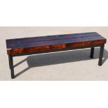 1 x Industrial Style Seating Bench Featuring a Welded Steel Frame and Chunky Plank Wooden Seats