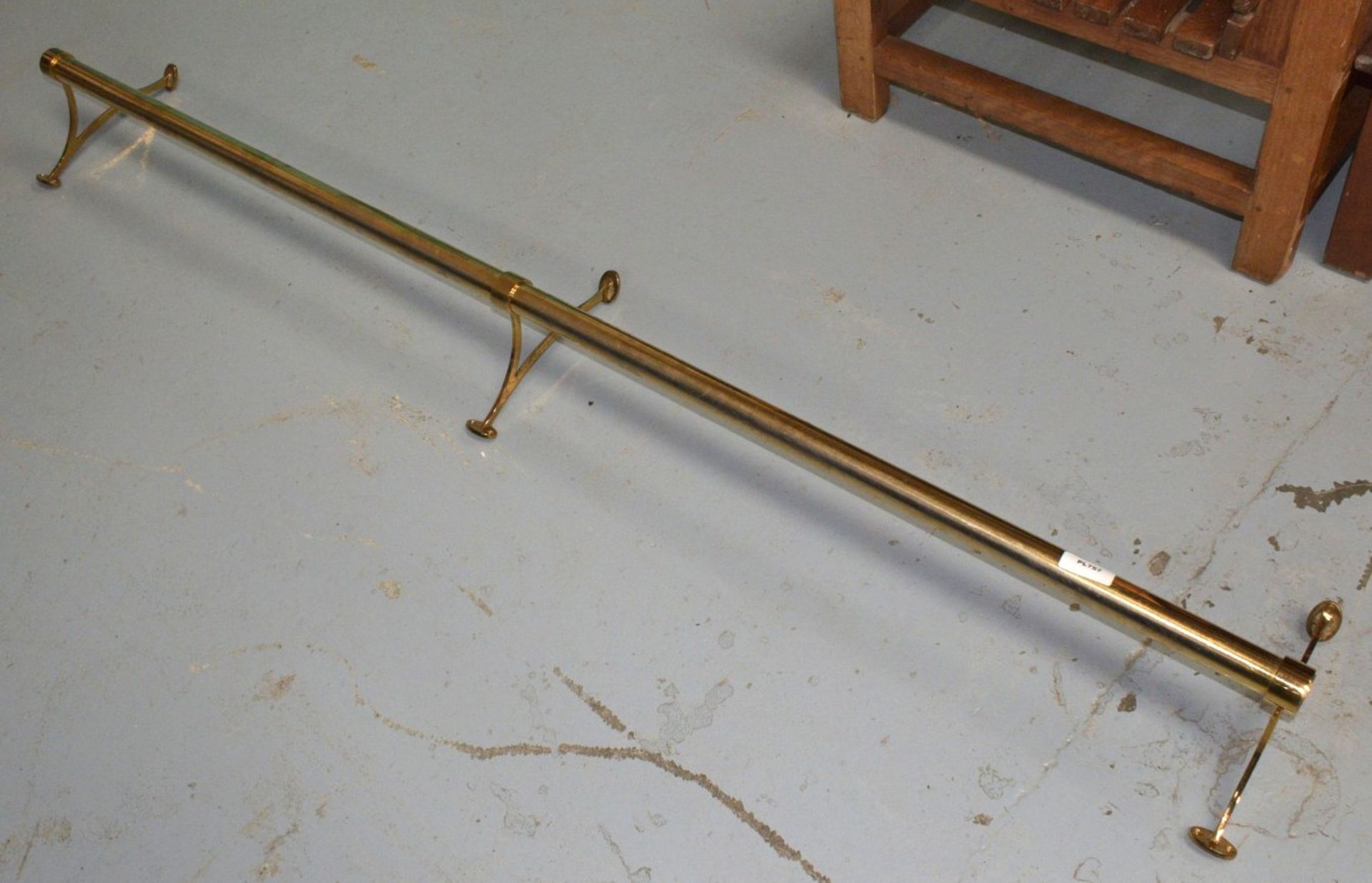 5 x Brass Floor Mounted Foot Rest Bars for Booth Seating - Dimensions: L190 x W22 x D20 cms