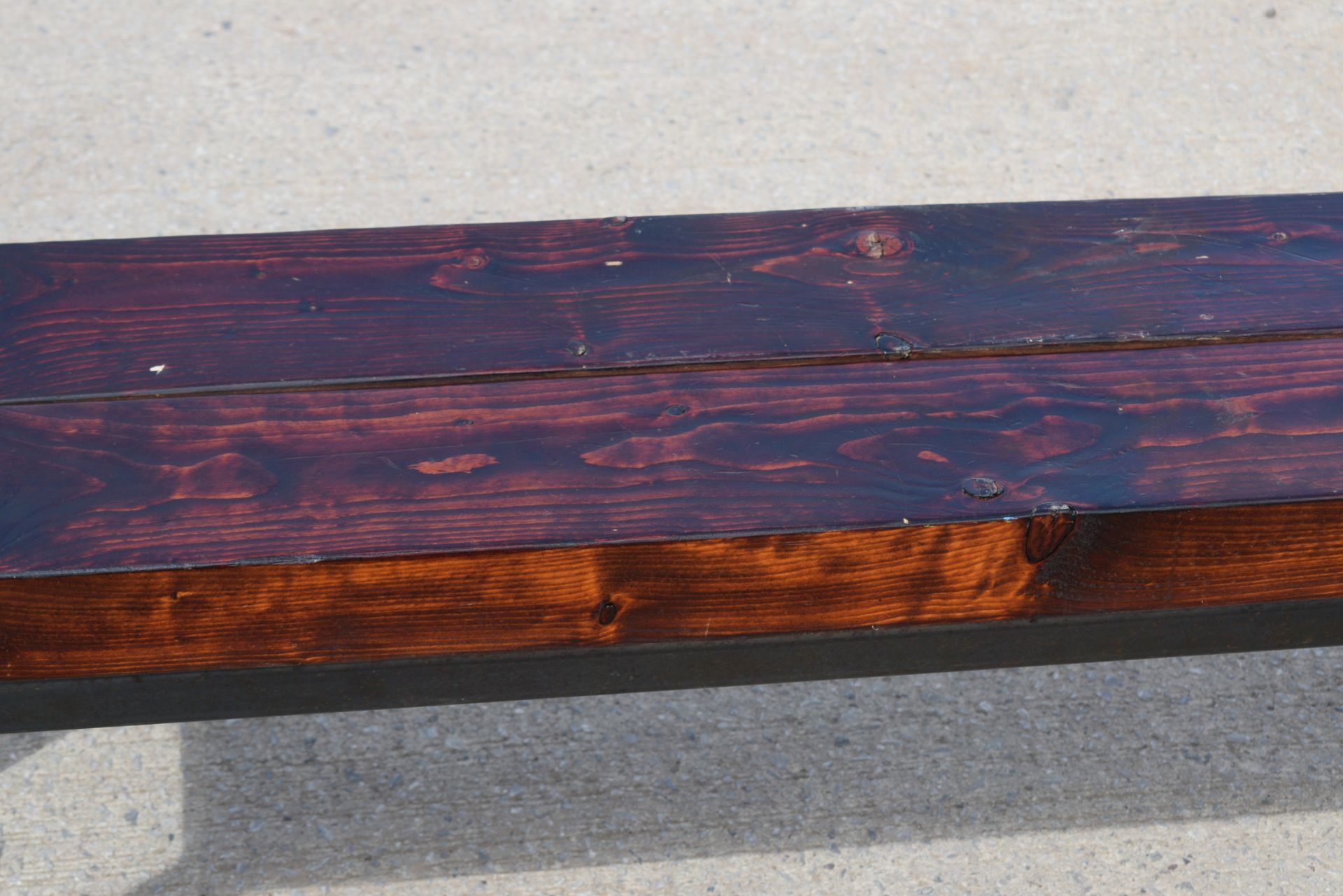 1 x Industrial Style Seating Bench Featuring a Welded Steel Frame and Chunky Plank Wooden Seats - Image 8 of 9