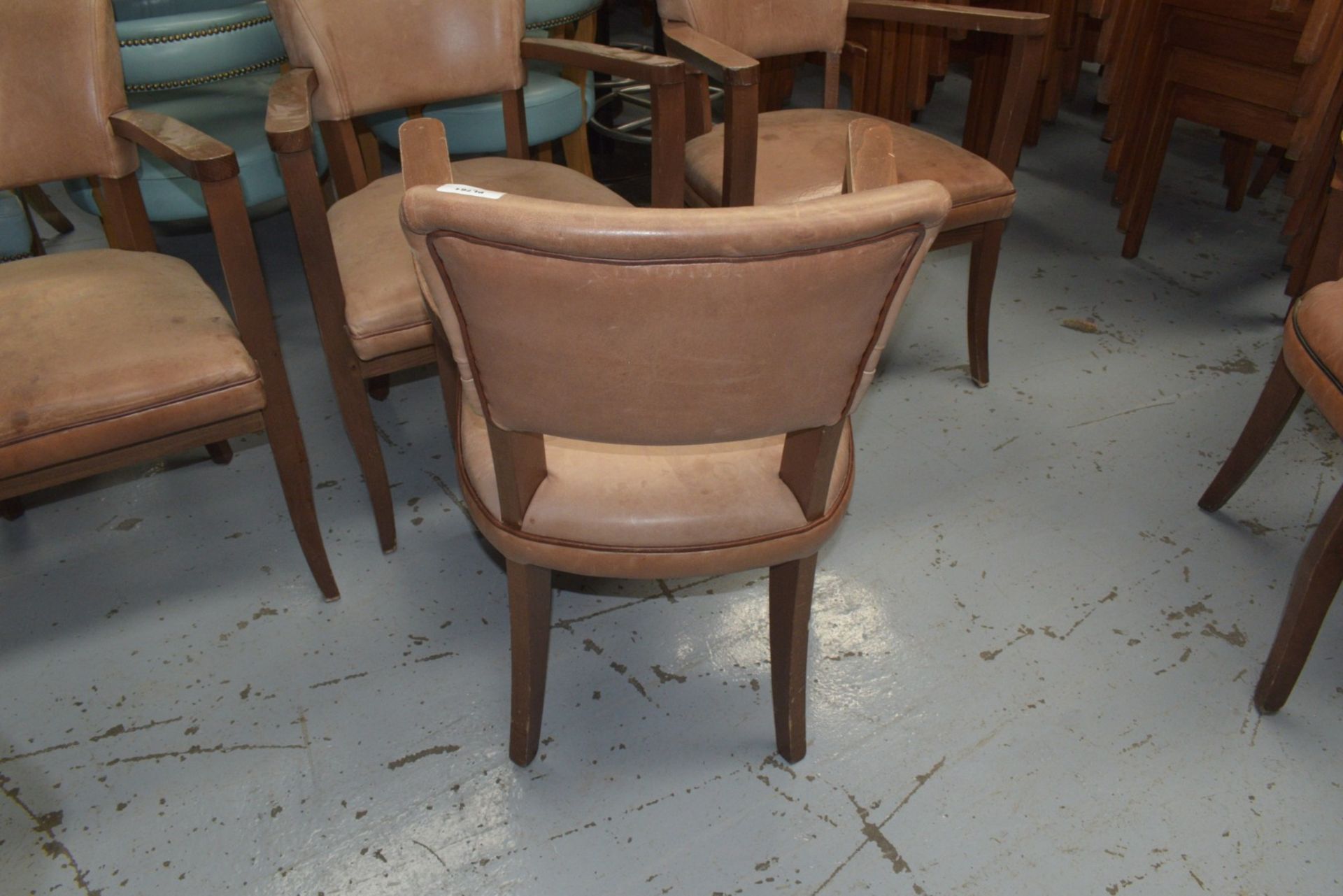 5 x Vintage Distressed Style Restaurant Chairs Featuring Cushioned Seats, Backrests, Armrests - Image 7 of 10