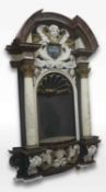 Imposing altar niche in oak. Unique design with columns and characteristic Baroque angel decoration,