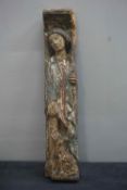Polychrome oak beam sole. Saint Roch, architectural ornament. 15th century H60