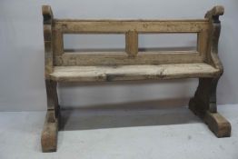 Oak bench, heavy church bench in Gothic style, 17th H102x152x62