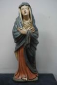 Polychrome sculpture in oak, Our Lady of Sorrows, Mater Doloroza, probably stood at a Calvary,