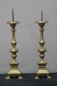 Pair of dated (1776) bronze candlesticks, Italy, 18th H37