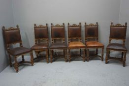 Set (6) of beautiful walnut chairs with 2 jester heads on top. Louis XVI style, 18th century H107