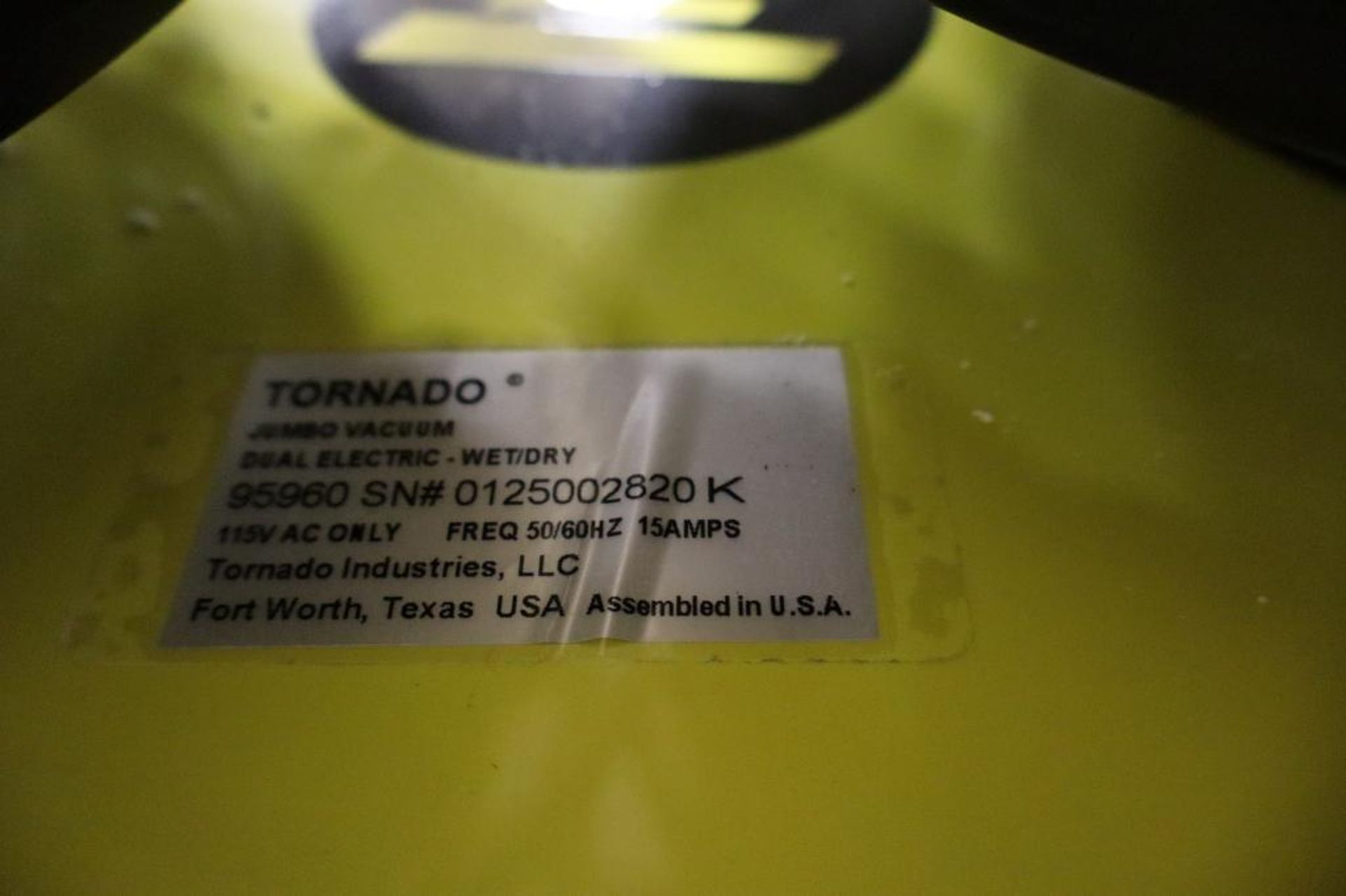 Tornado 95960 Jumbo Dual Electric Wet Dry Vacuum, S/N0125002820K - Image 2 of 4